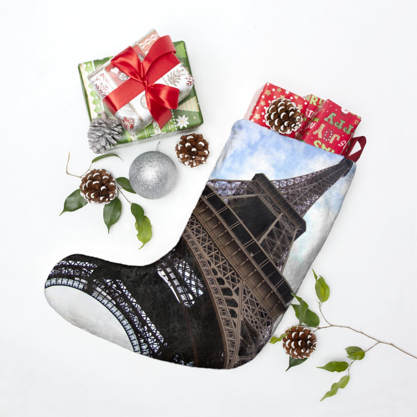 Eiffel Tower Paris Christmas Stocking