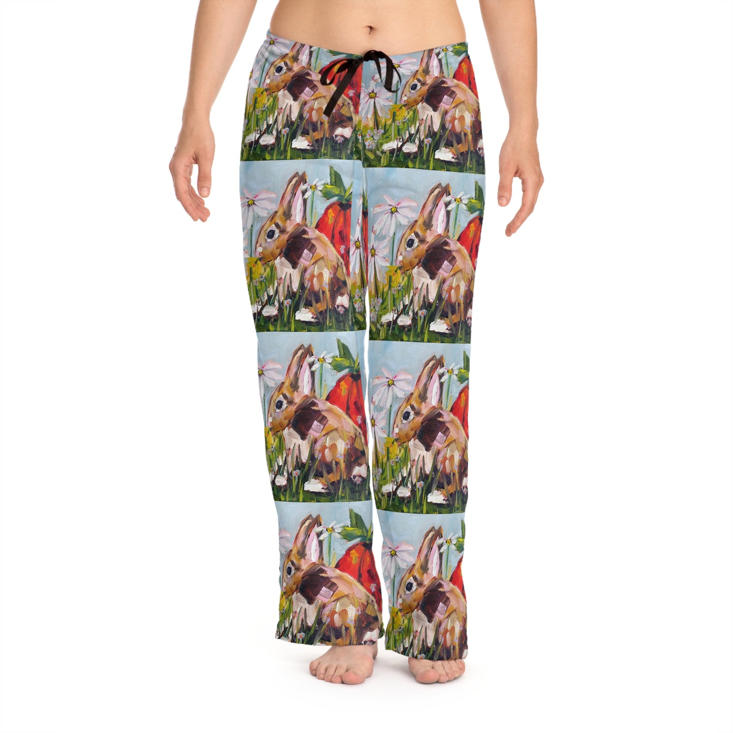 Pajama Pants - Bunny in the Garden- Women's Pajama Pants