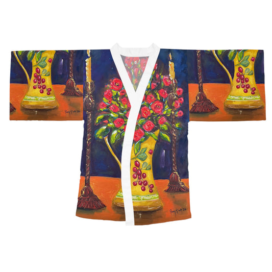 Kimono Robe-Candlelit Corals — Romantic  Gift for Her