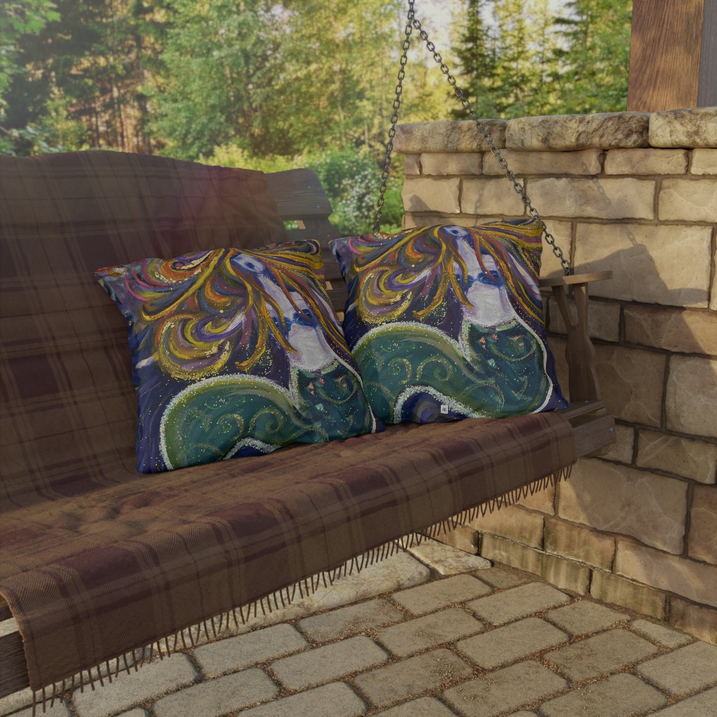 Screaming Siren (Mermaild) Outdoor Pillows