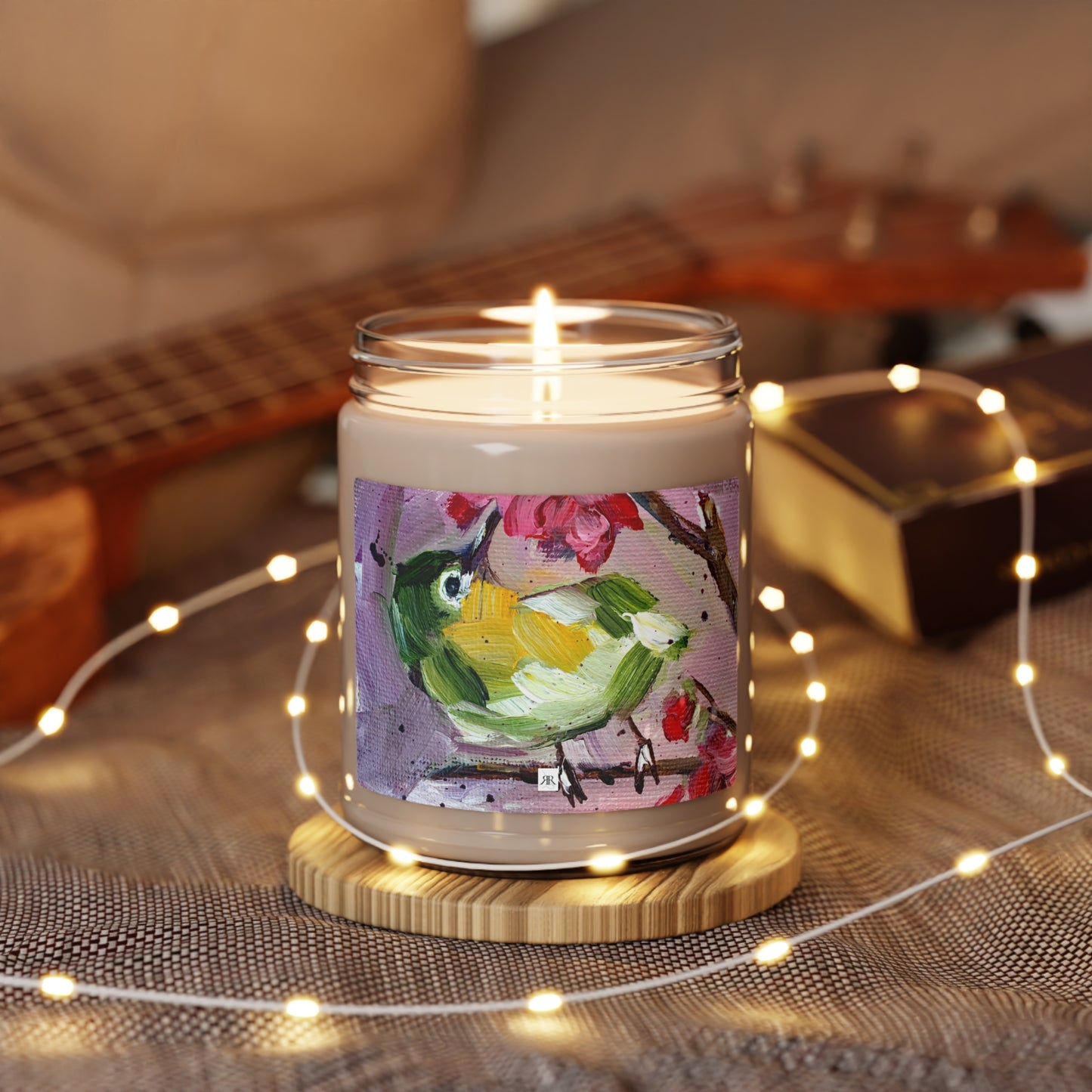 Adorable Japanese Warbler Bird (Choose from 5 Scents-50 hour burn time) Scented Soy Candle, 9oz