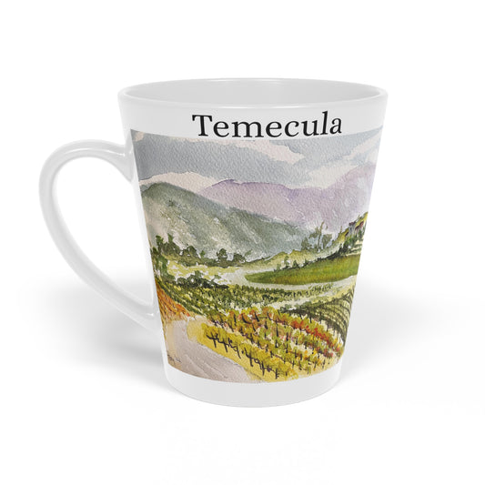Route vers le bas de la villa (GBV Winery) Tasse à latte « Temecula », 12 oz