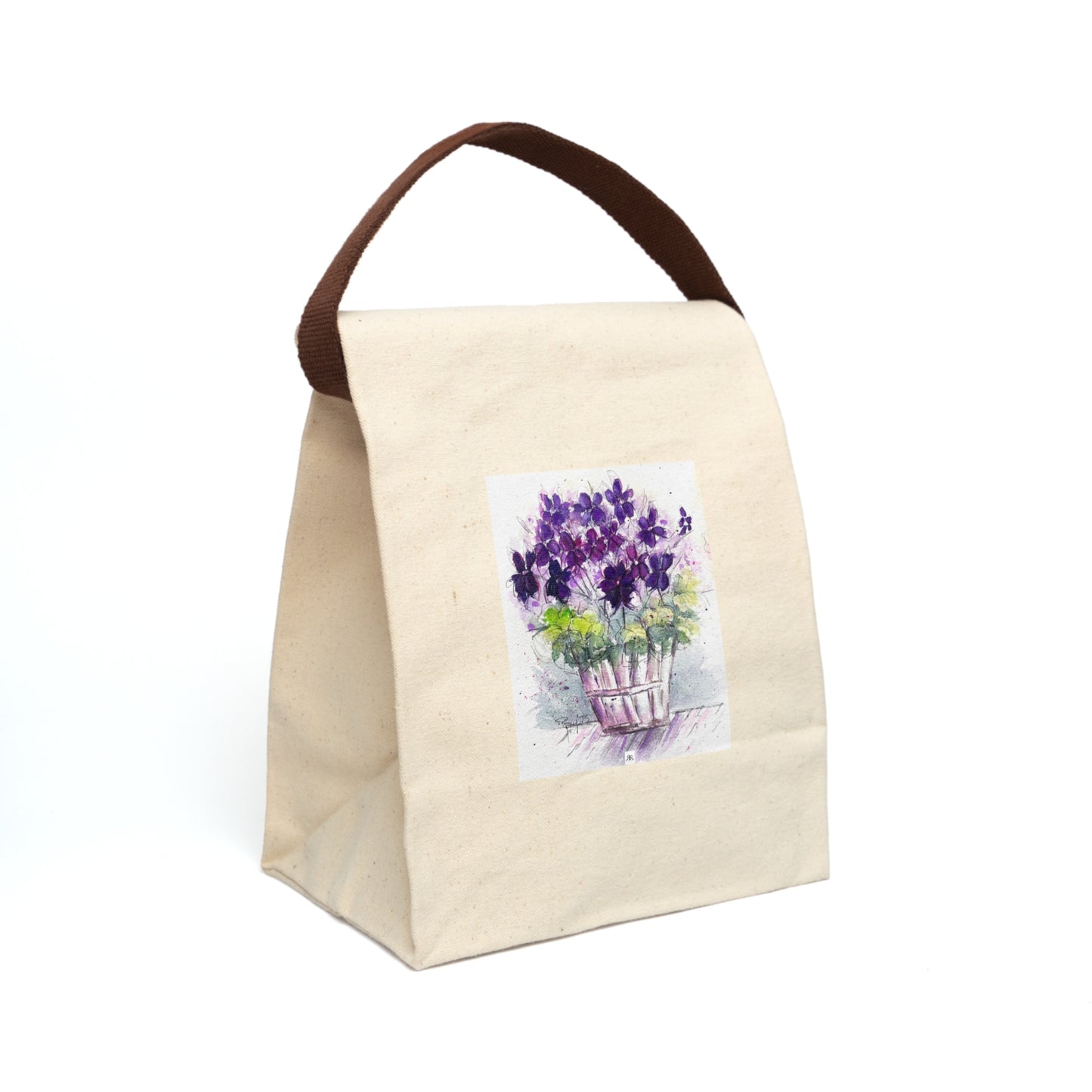 Sac à lunch en toile Purple Ivy Geraniums avec sangle