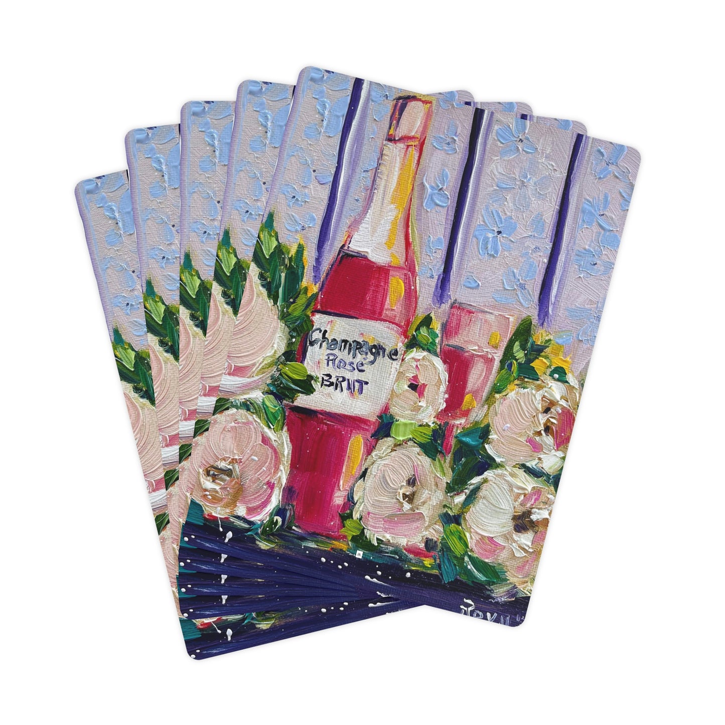 Pink Champagne and Peonies Poker Cards/Playing Cards