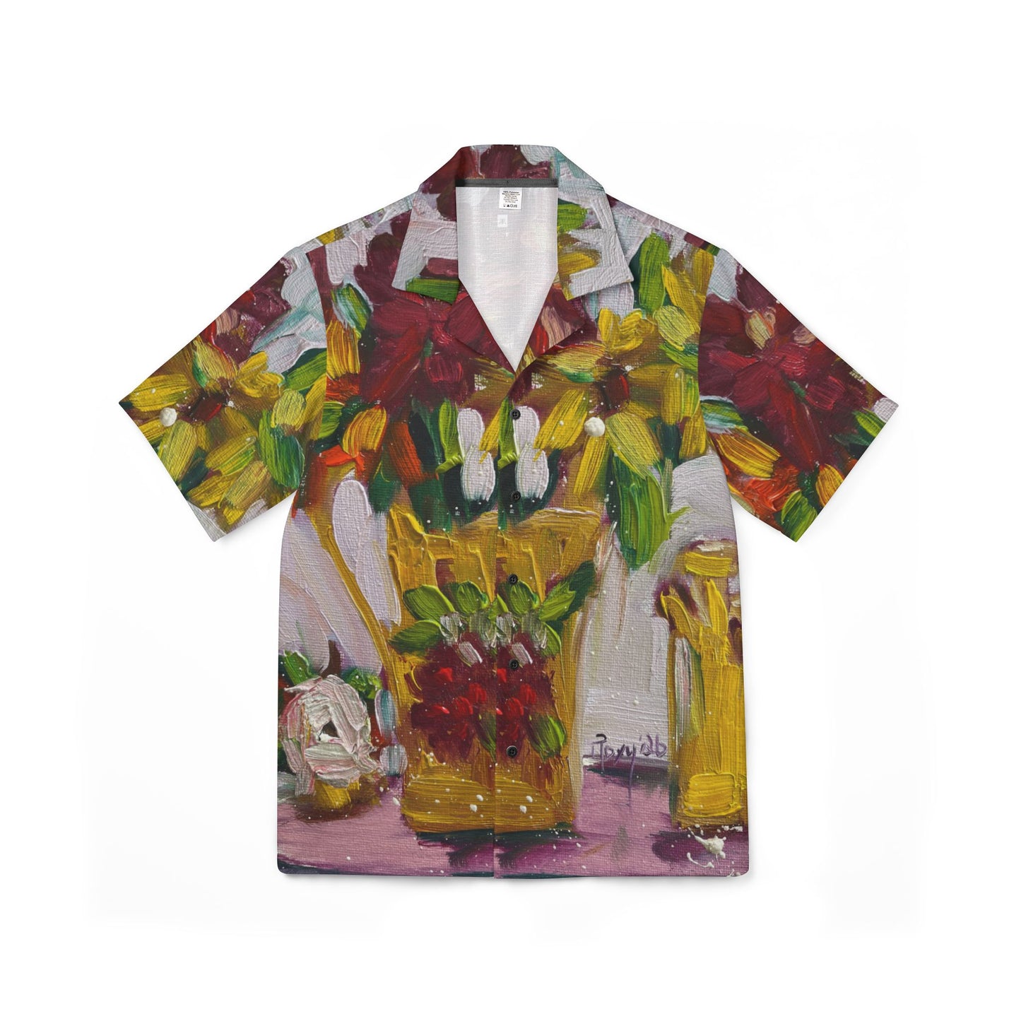 European Fit Hawaiian Camp Shirt - Flowers on my Patio
