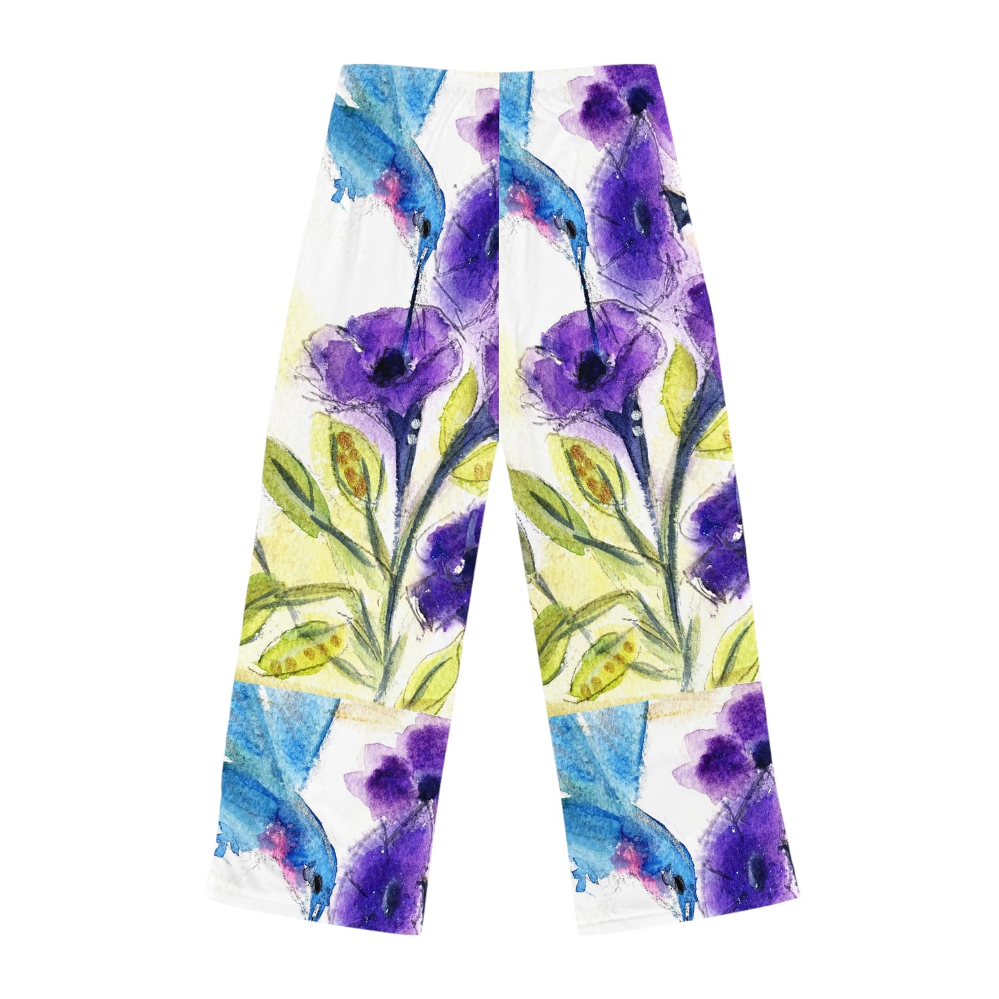 Pajama Pants - Hummingbird in Purple Tube Flowers- Women's Pajama Pants