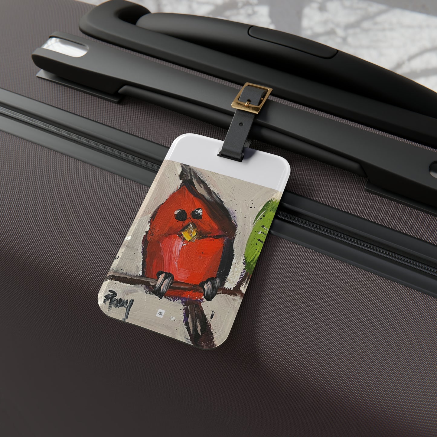 Goofy Cardinal Chick Luggage Tag