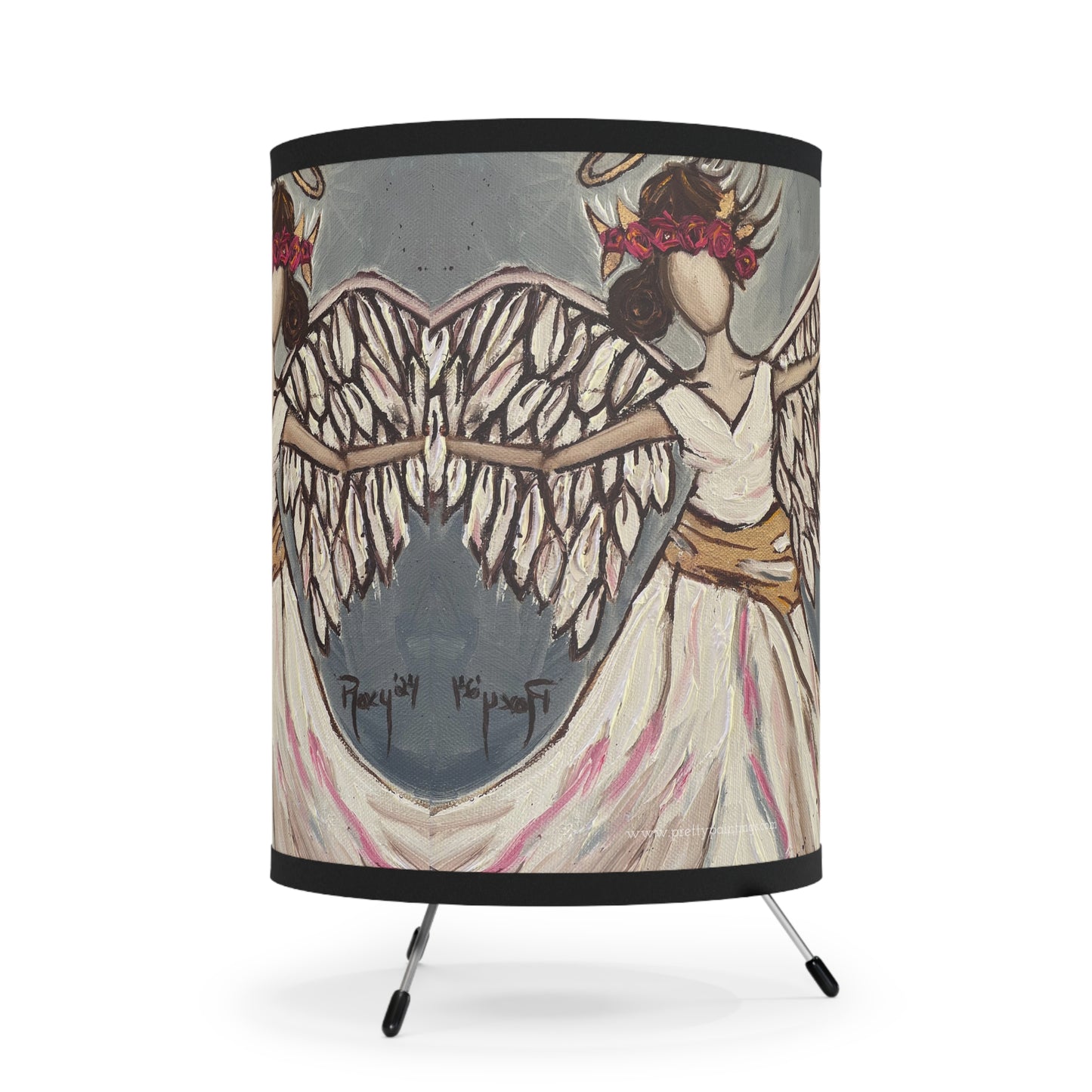 Angel Rising Pattern Tripod Lamp