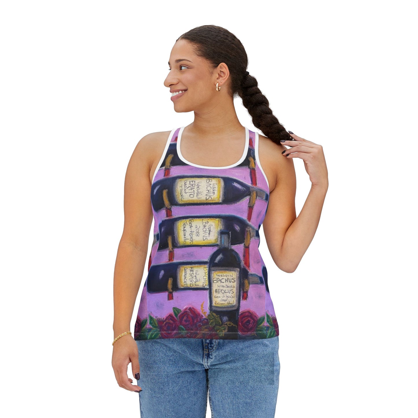 Women's Racerback Tank Top-Bachus Reserves-GBV Wine Rack & Roses