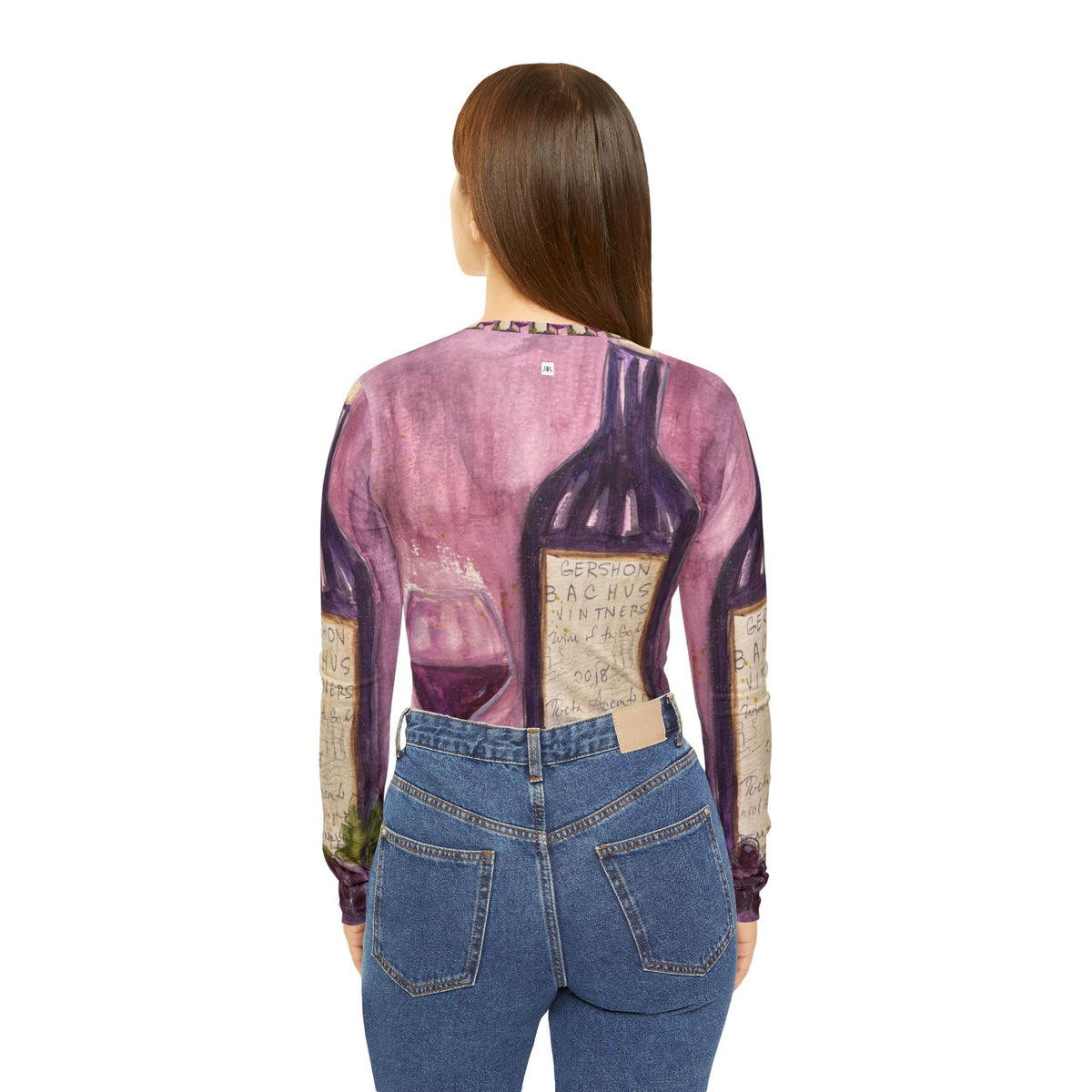 Women's Long Sleeve V-neck Shirt -Porta Accanto Tempranillo-GBV