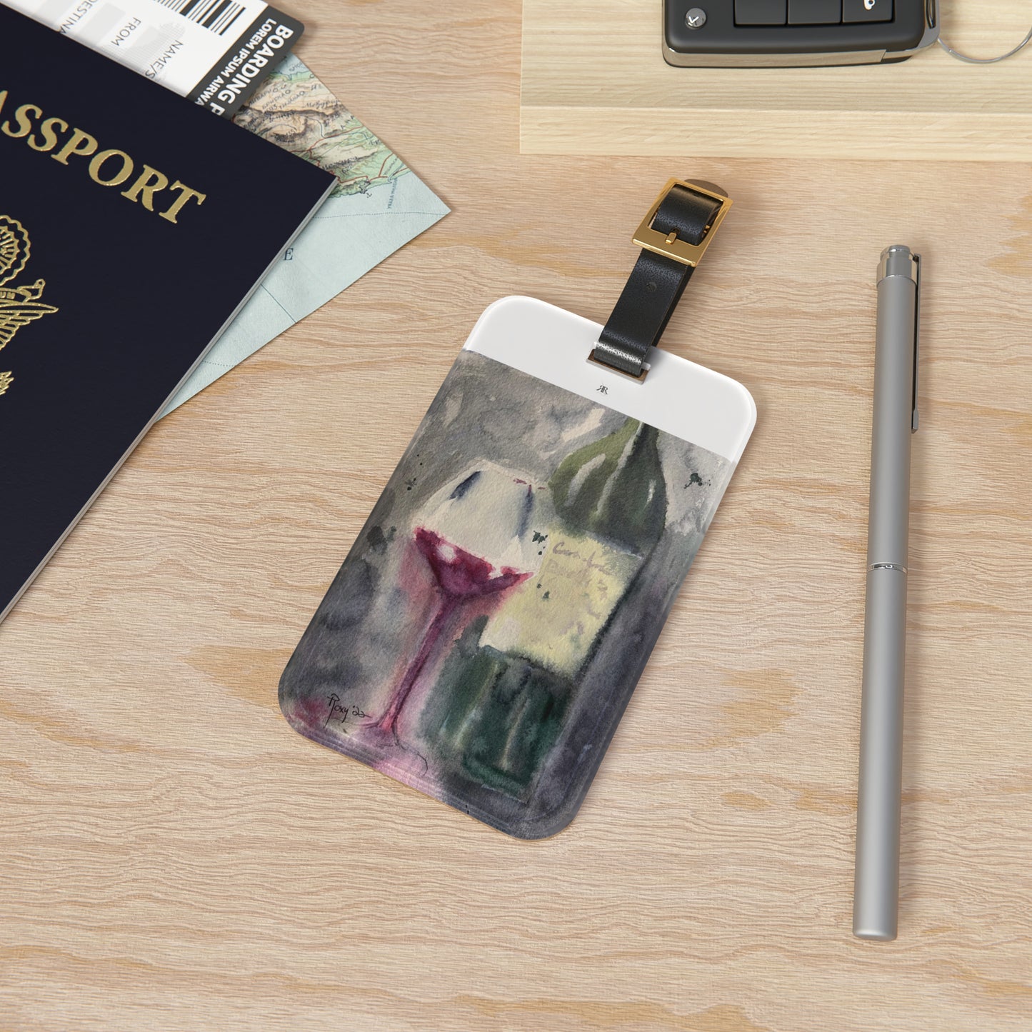 GBV Wine Bottle and Glass Luggage Tag