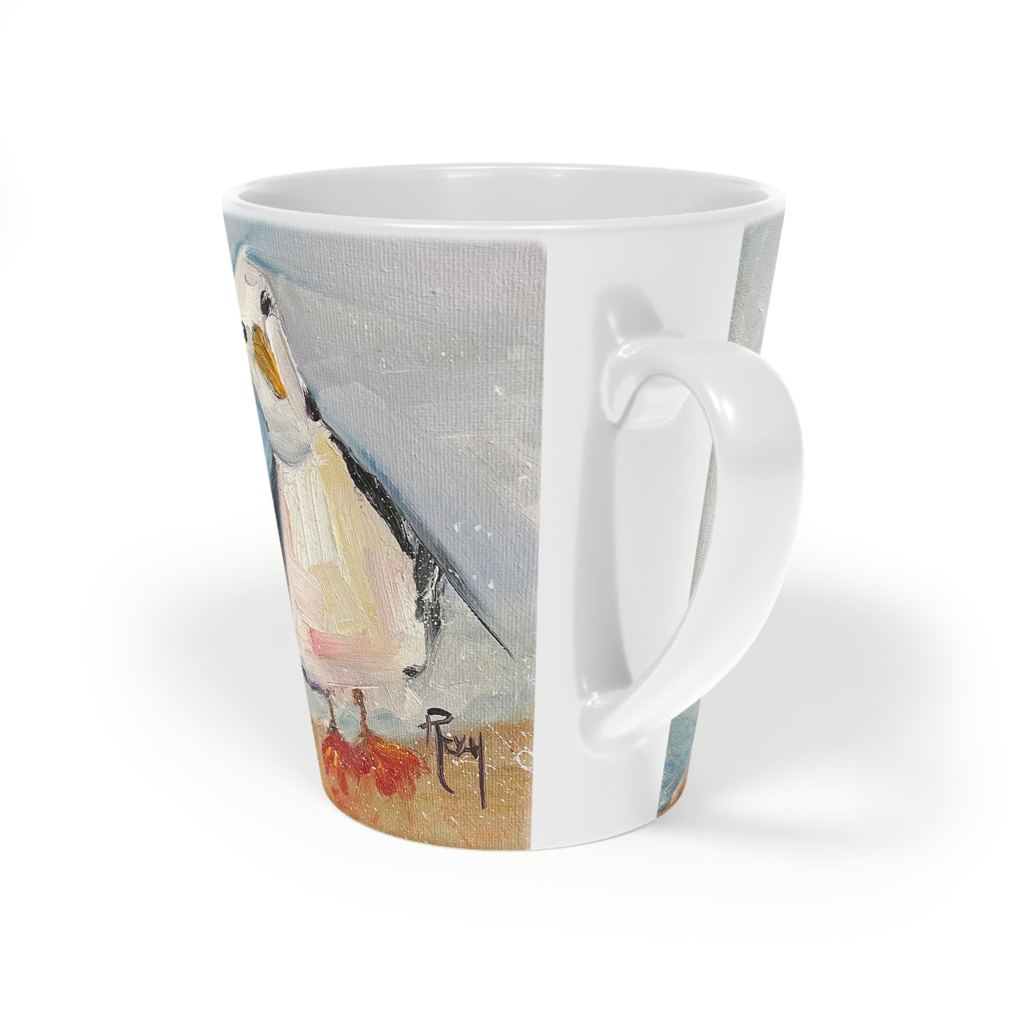 Inquisitive Seagull Latte Mug, 12oz