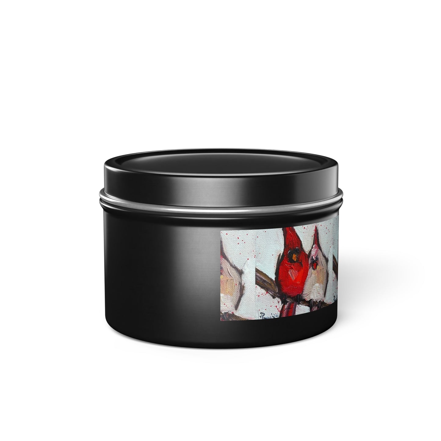 Cute Couple Cardinals Tin Candle