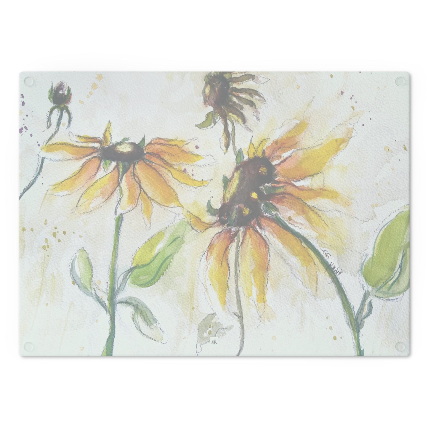 Autumn Sunflowers Glass Cutting Board