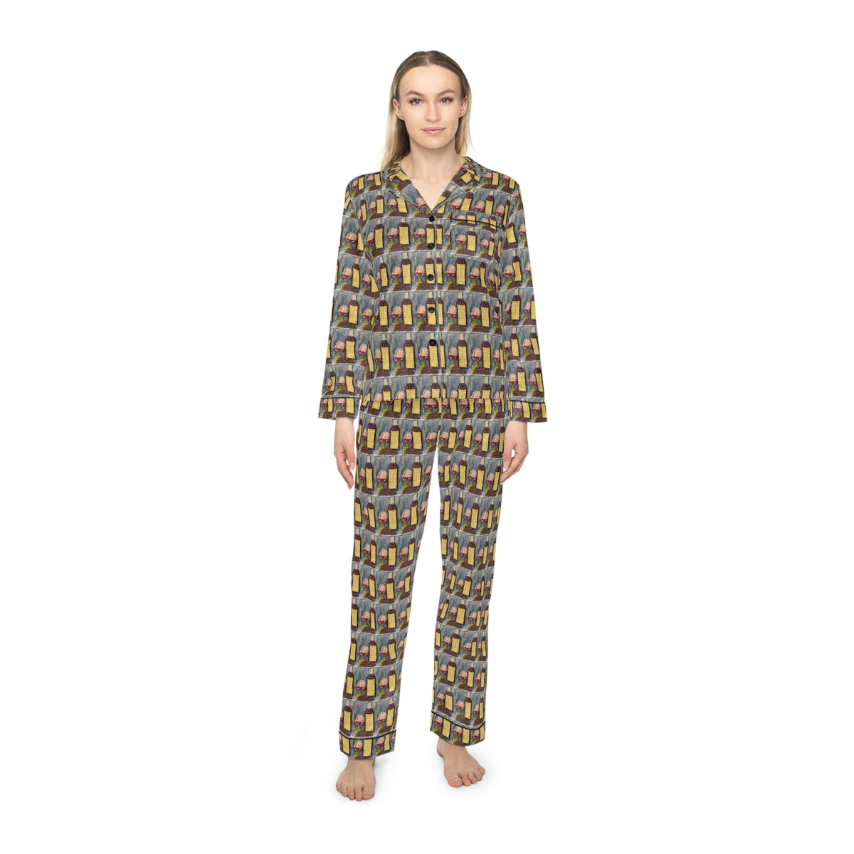 Satin Pajamas — Luxurious Silky Sleepwear Set- Vertunmus-GBV Wine and Clique Glass