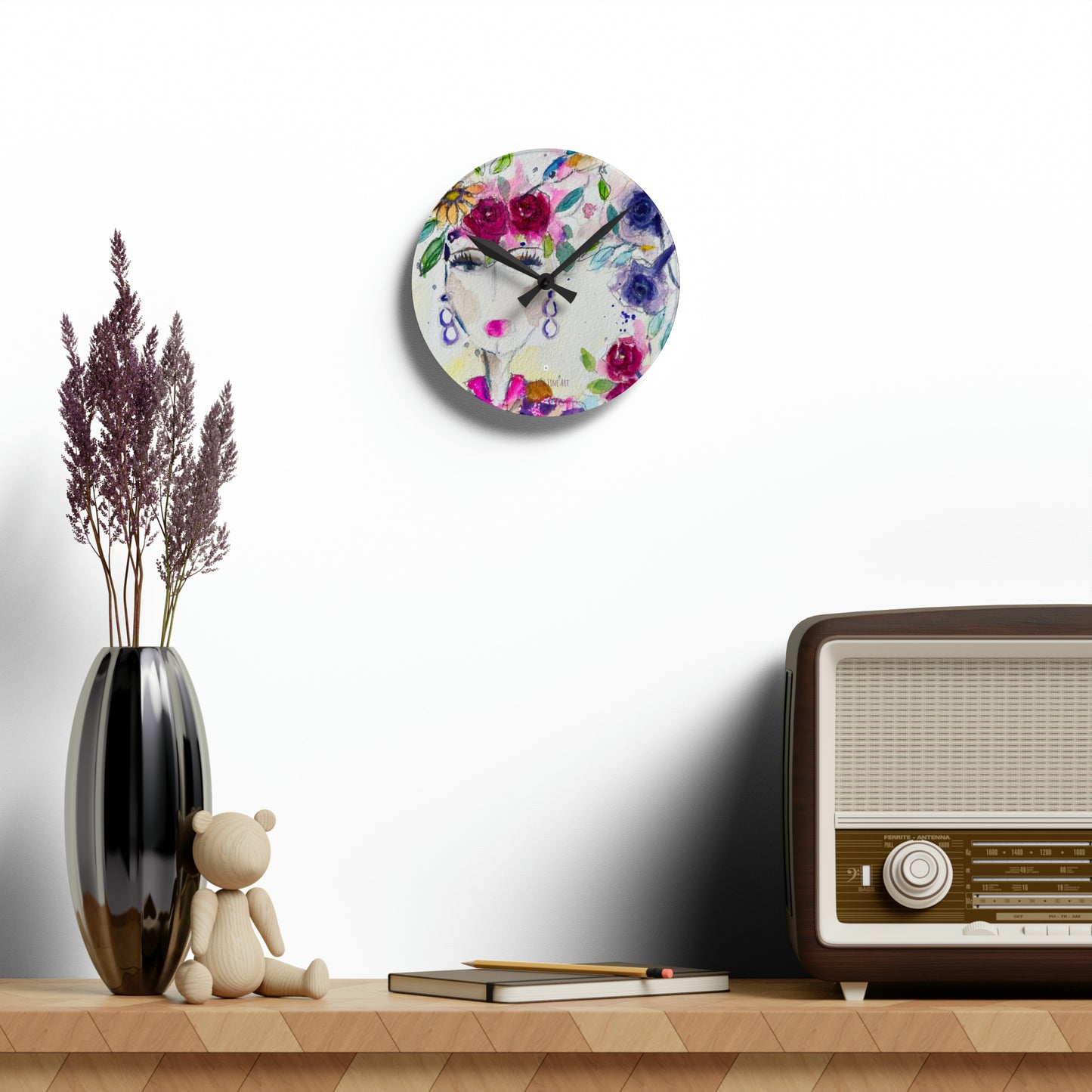 Haute Couture Hummingbird Acrylic Wall Clock