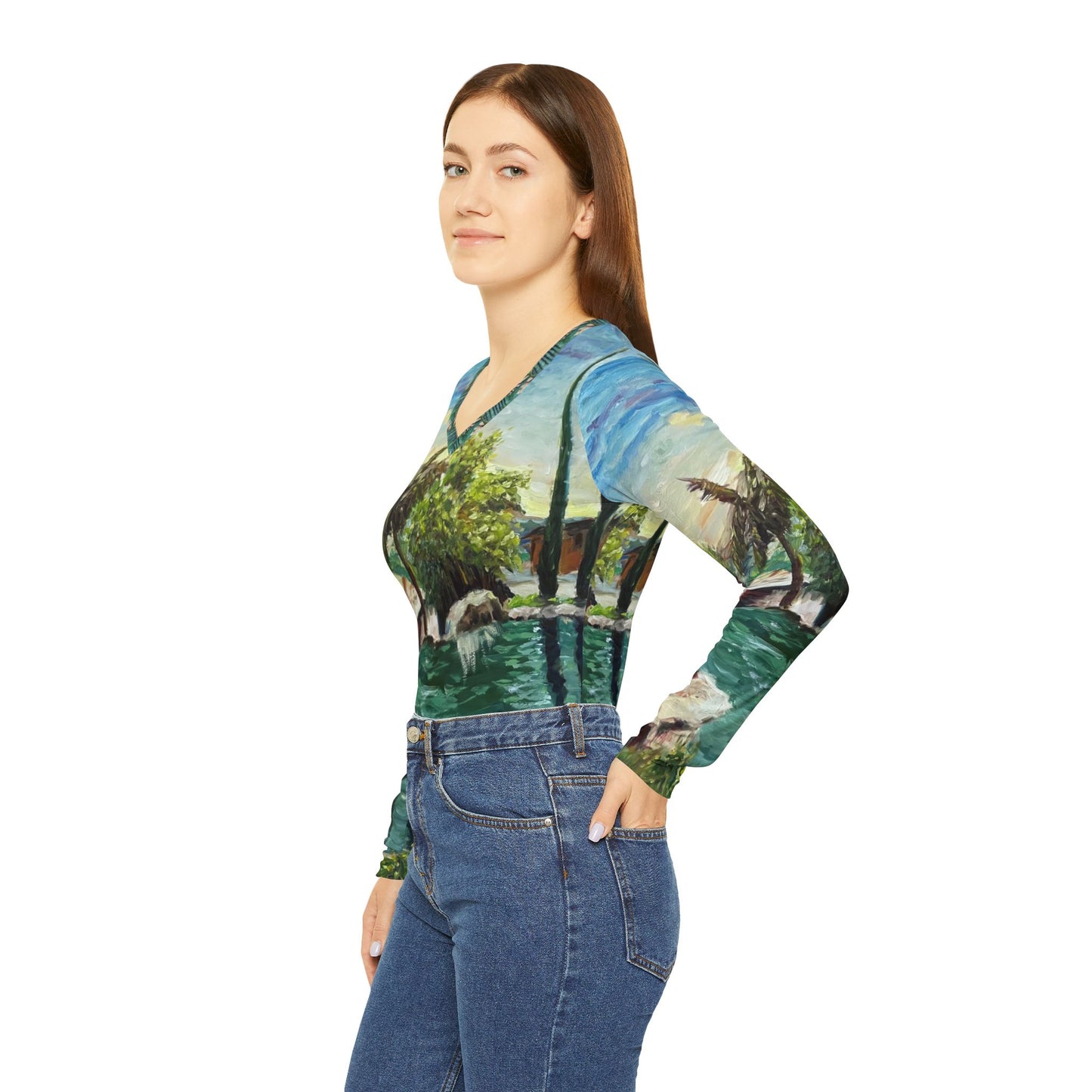 Long Sleeve Shirt- The Pond at GBV  - V-neck Women's