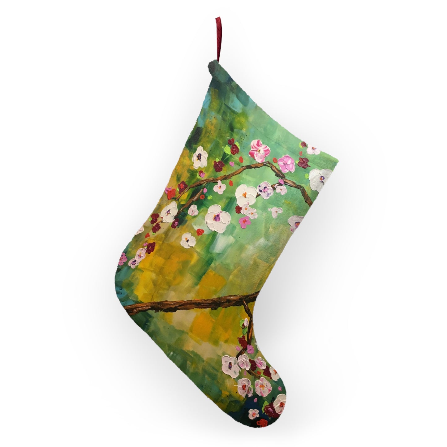 Abstract Cherry Blossoms Christmas Stocking