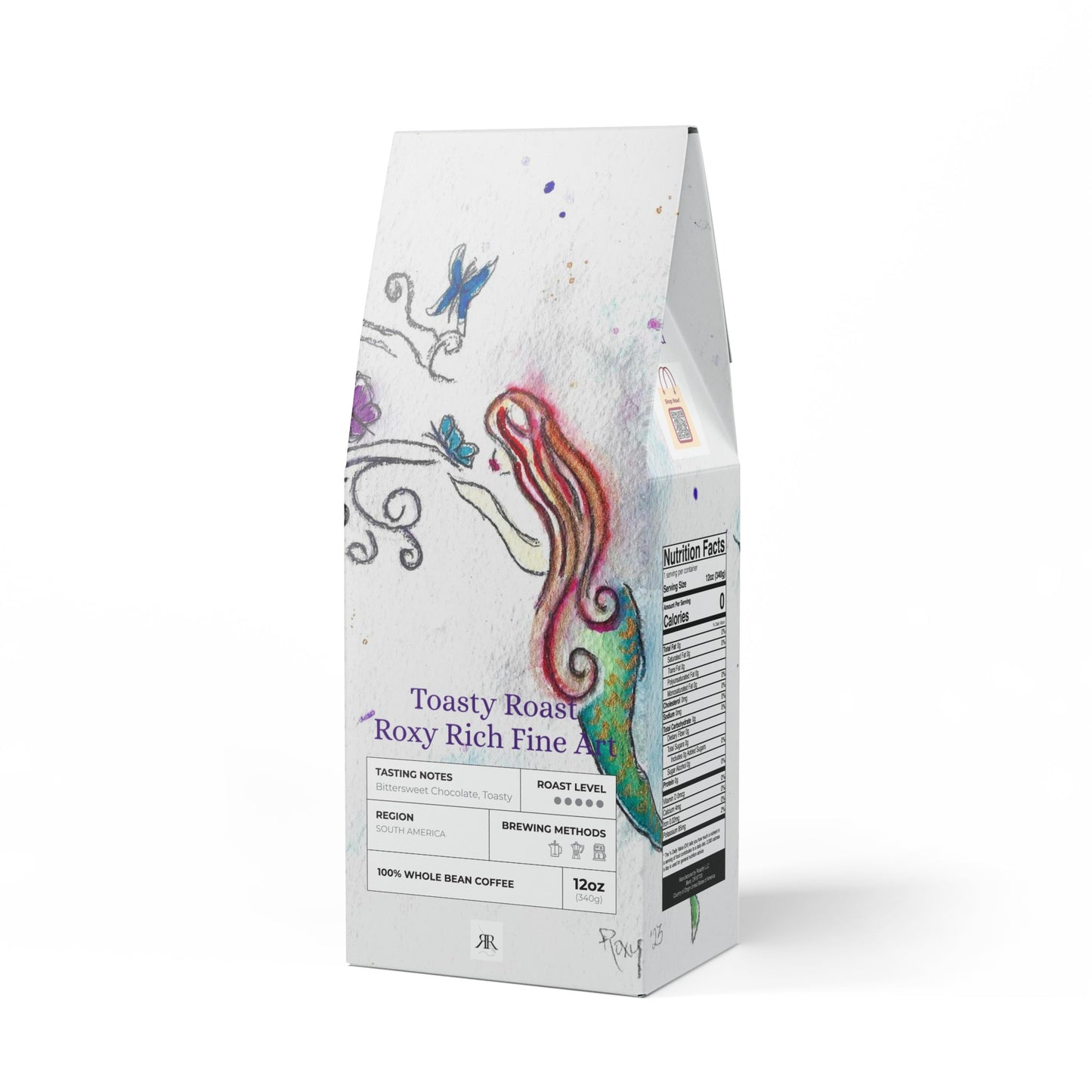 Besos de mariposa de sirena: café tostado tostado, bolsa de 12,0 oz