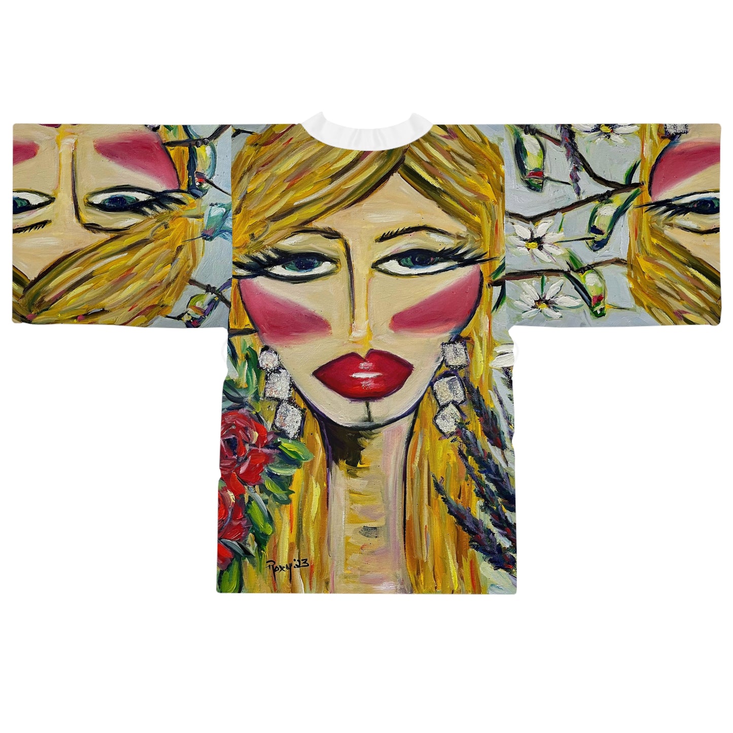 Kimono Robe - Elegant Hummingbird Lady