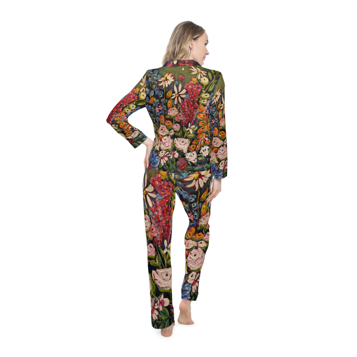 Satin Pajamas — Luxurious Silky Sleepwear Set- Moonlight Meadow