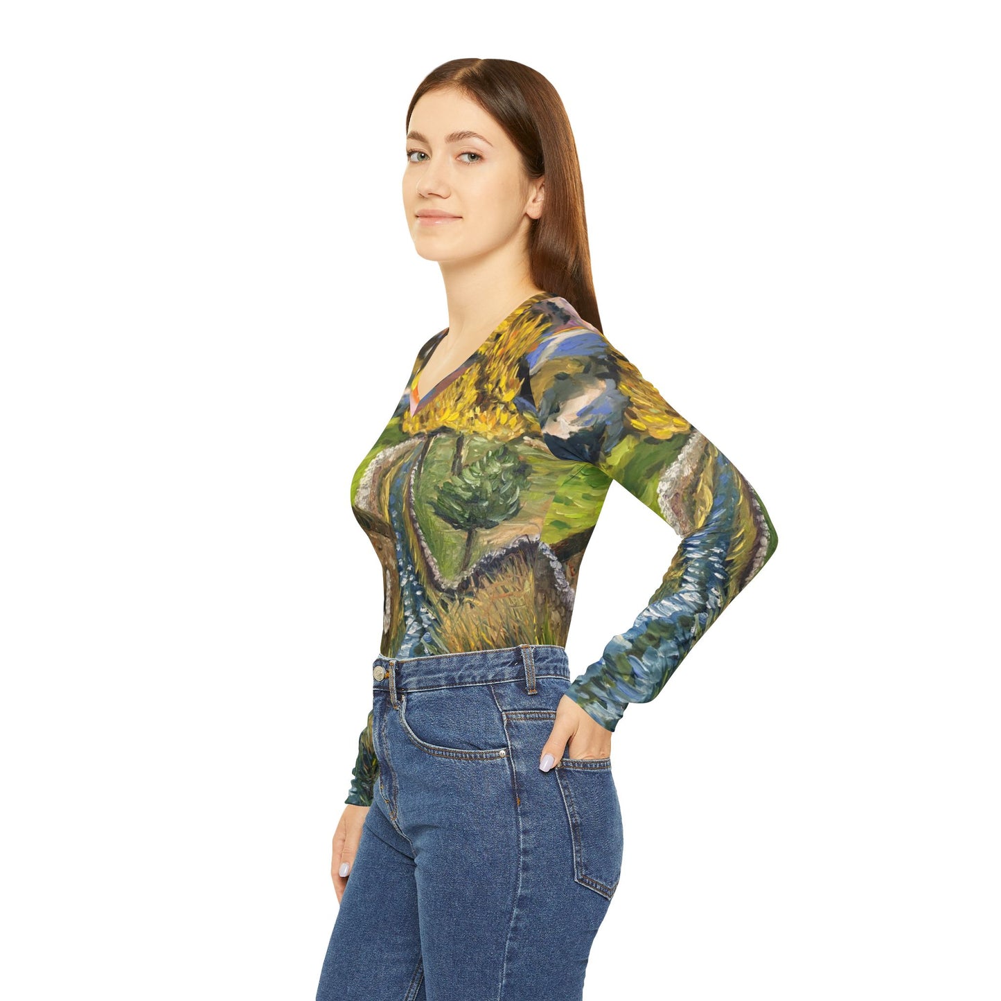 Long Sleeve Shirt-Yorkshire Dales - V-neck Women's