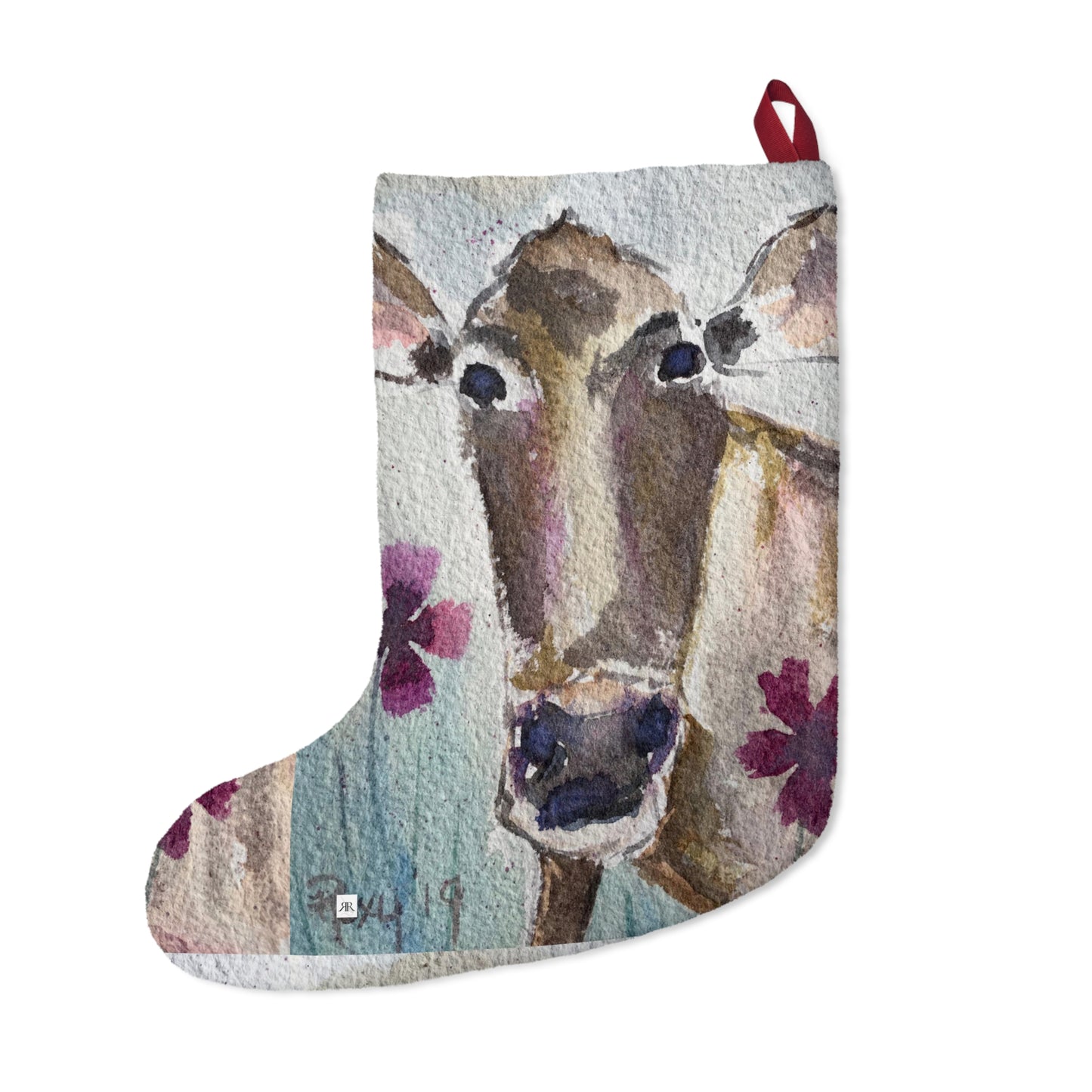 Petals Cow Christmas Stocking