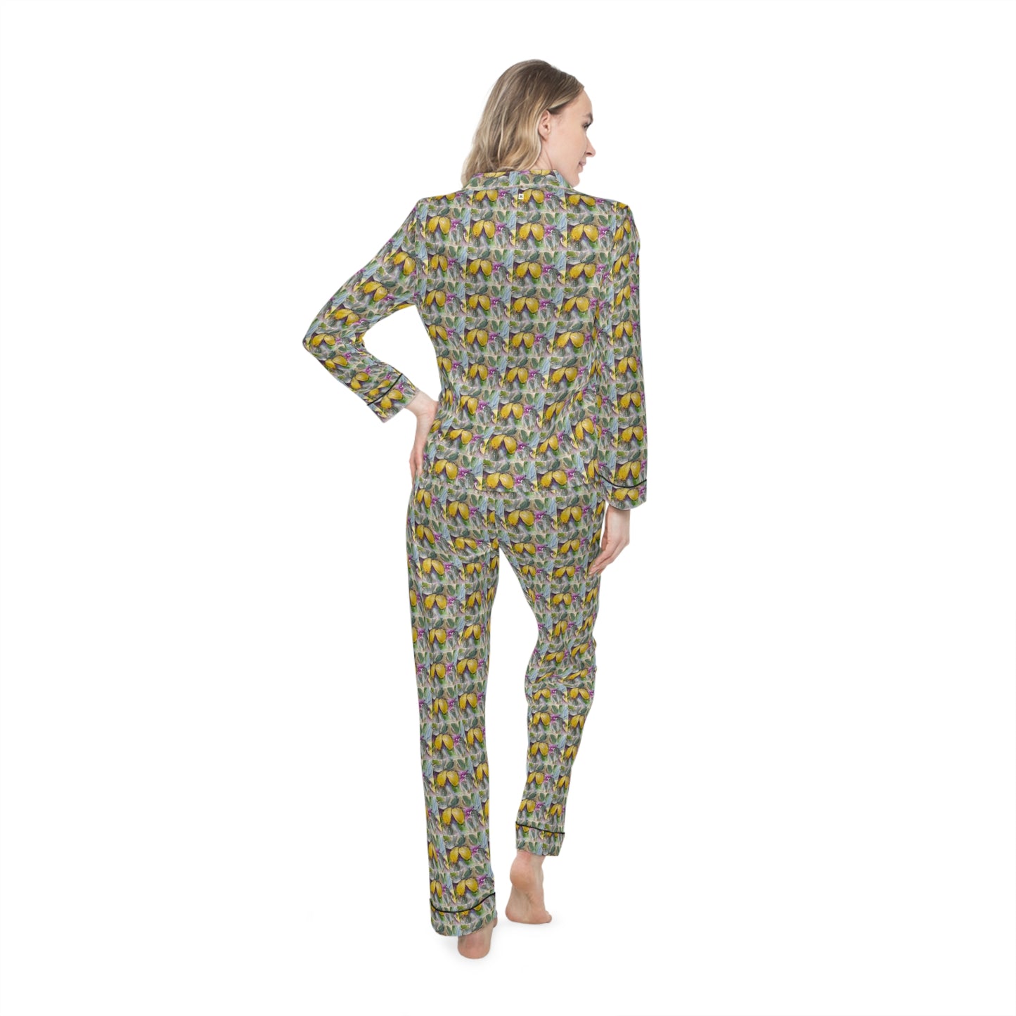 Satin Pajamas — Luxurious Silky Sleepwear Set- Loose Lemons