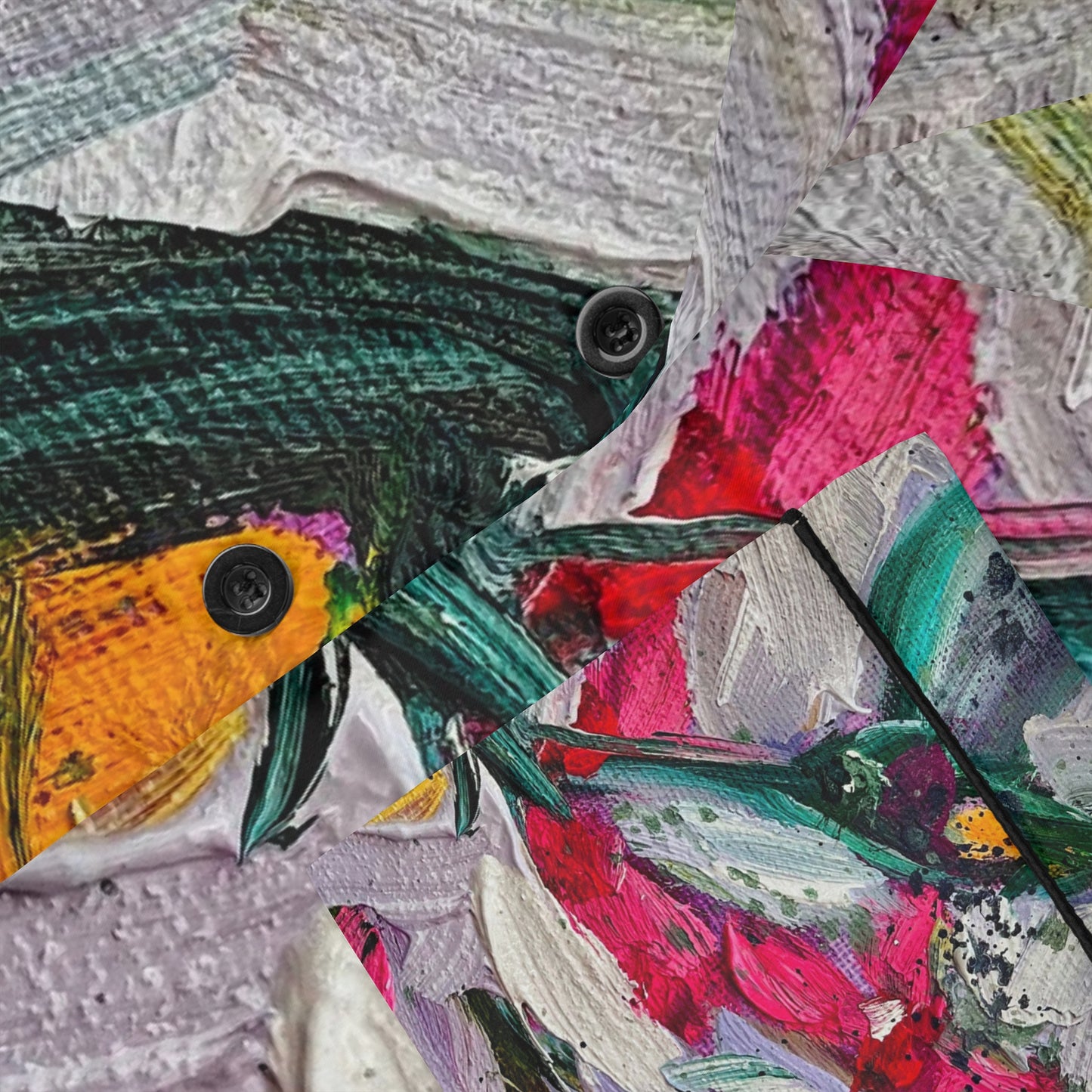 Satin Pajamas - Colorful Encounter Bird and Floral Print