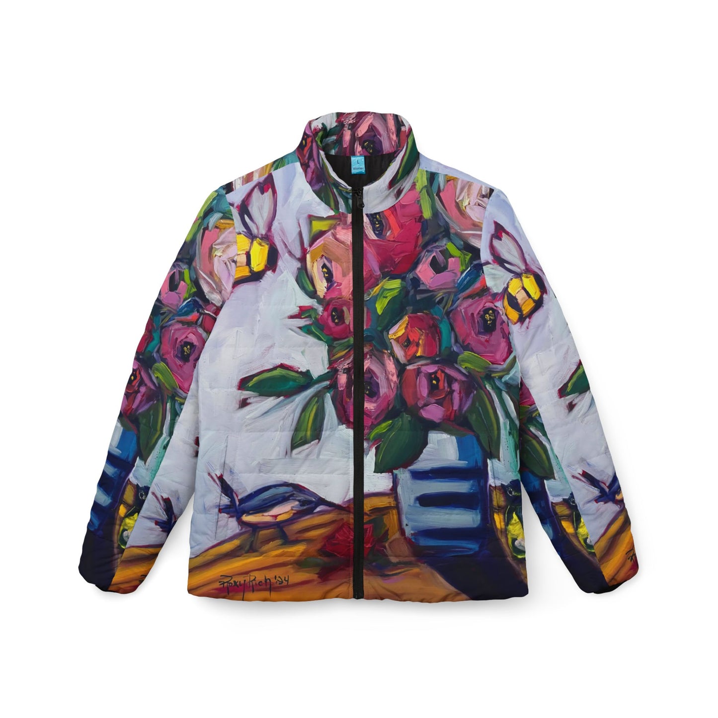 Women's Puffer Jacket - Roxy Rich Fine Art -Bee Blooms