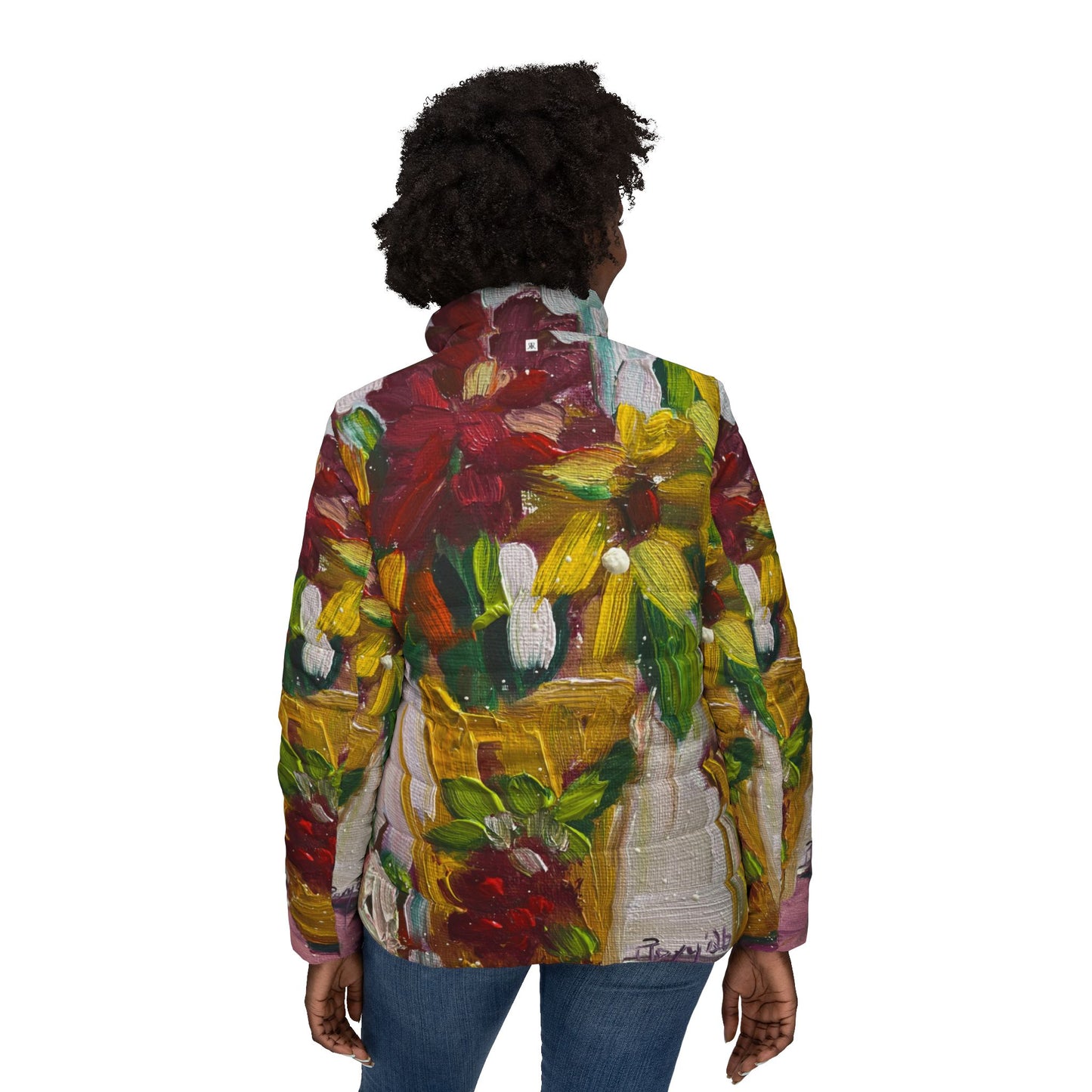 Women's Puffer Jacket - Petals on my Patio