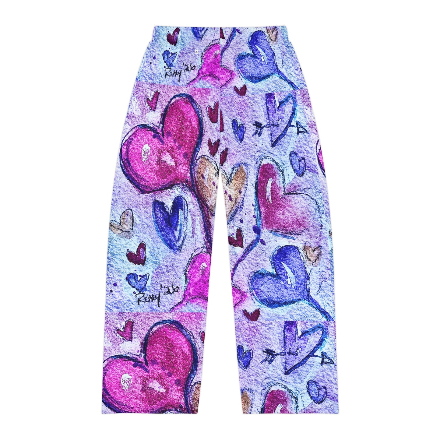 Men's Pajama Pants - Floating Hearts Parade-Fun Valentine Boyfriend Hubby Anniversary Gift