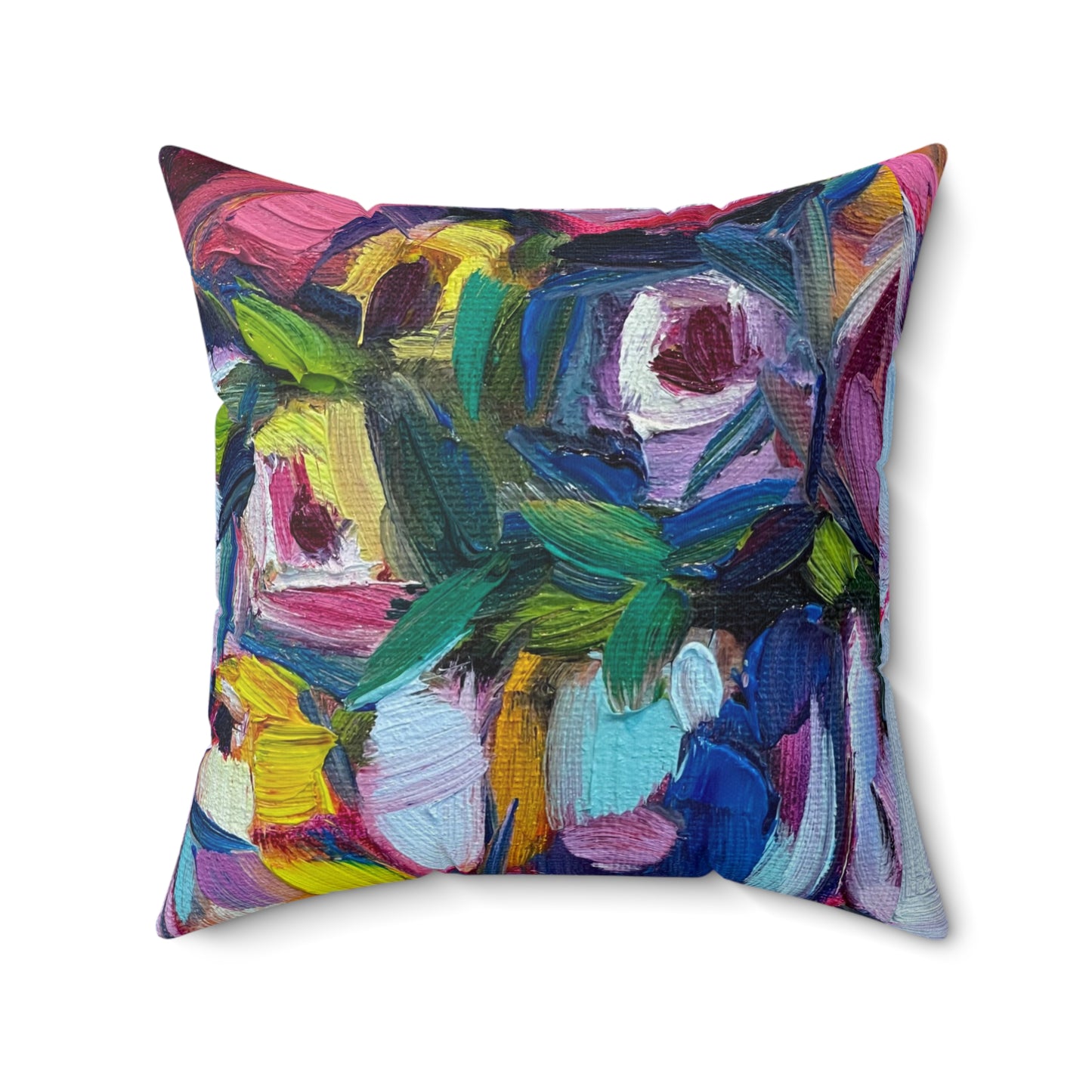 Abstract Roses and Warbler Color Blast Indoor Spun Polyester Square Pillow