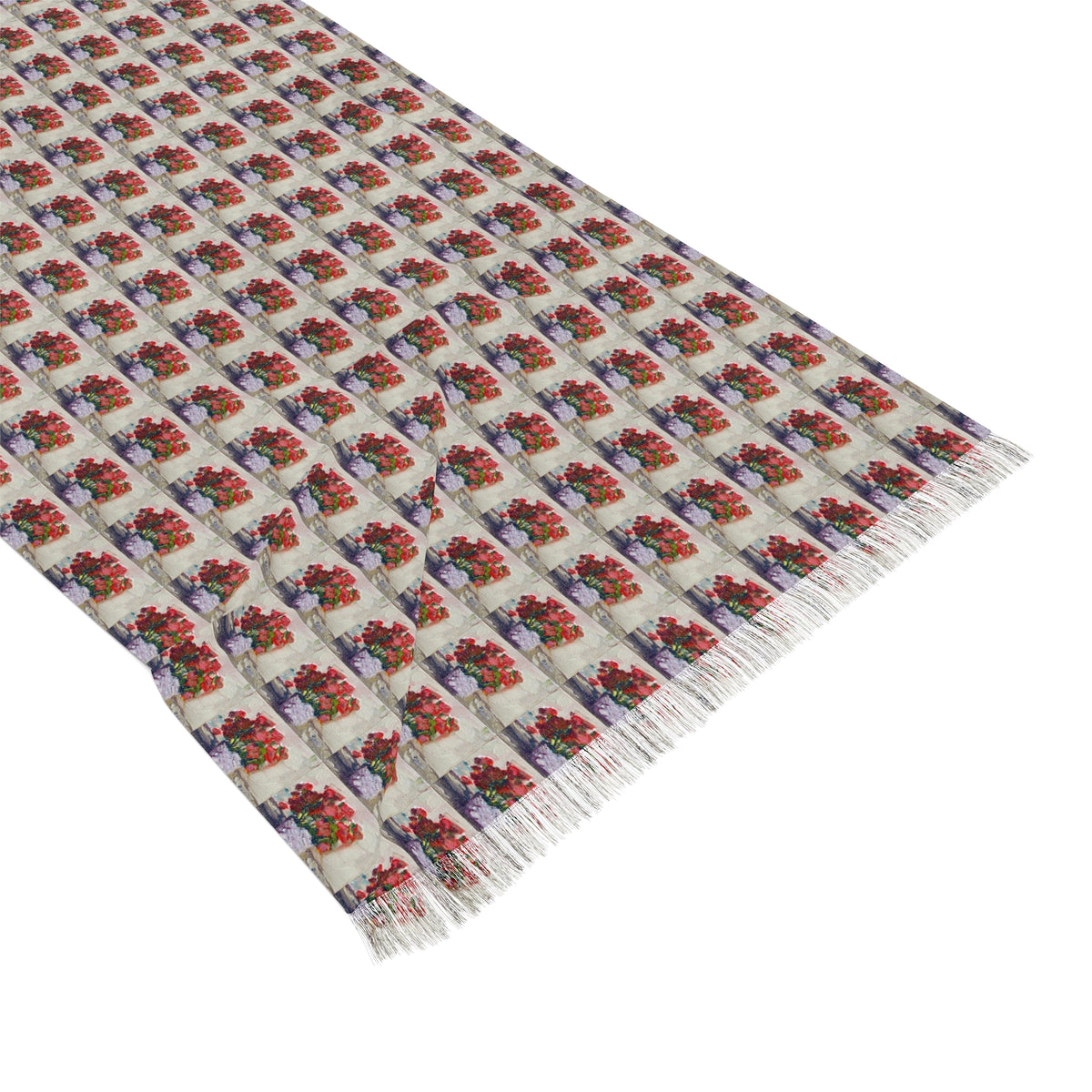 Colorful Scarf — Artistic Lightweight Neck Wrap- Basket Blooms