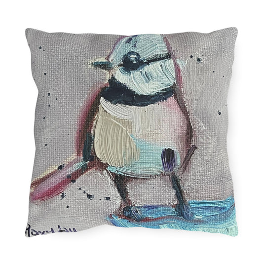 Adorable Crested Tit Bird Outdoor Pillows