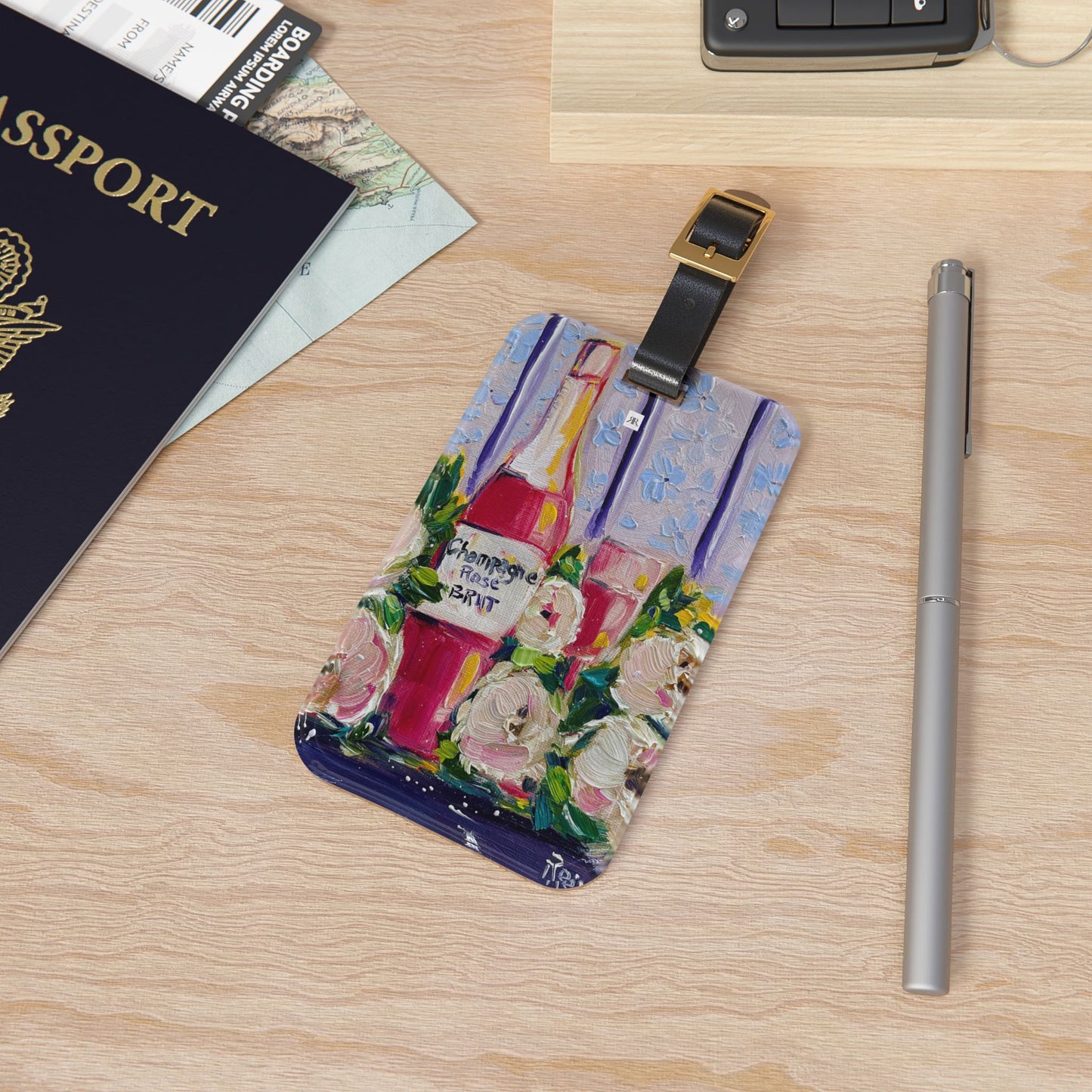 Luggage Tag - Pink Champagne and Peonies