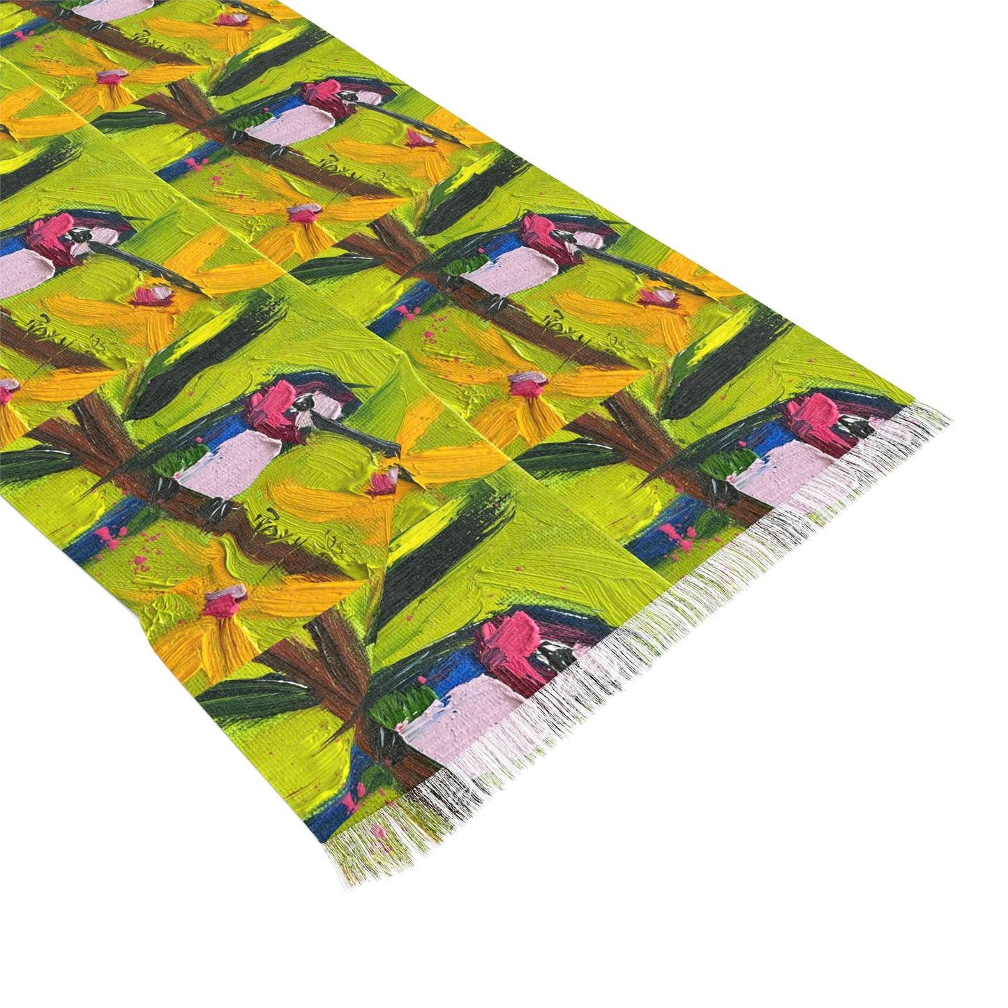 Colorful Scarf — Artistic Lightweight Neck Wrap-Winged Wonder Hummingbird