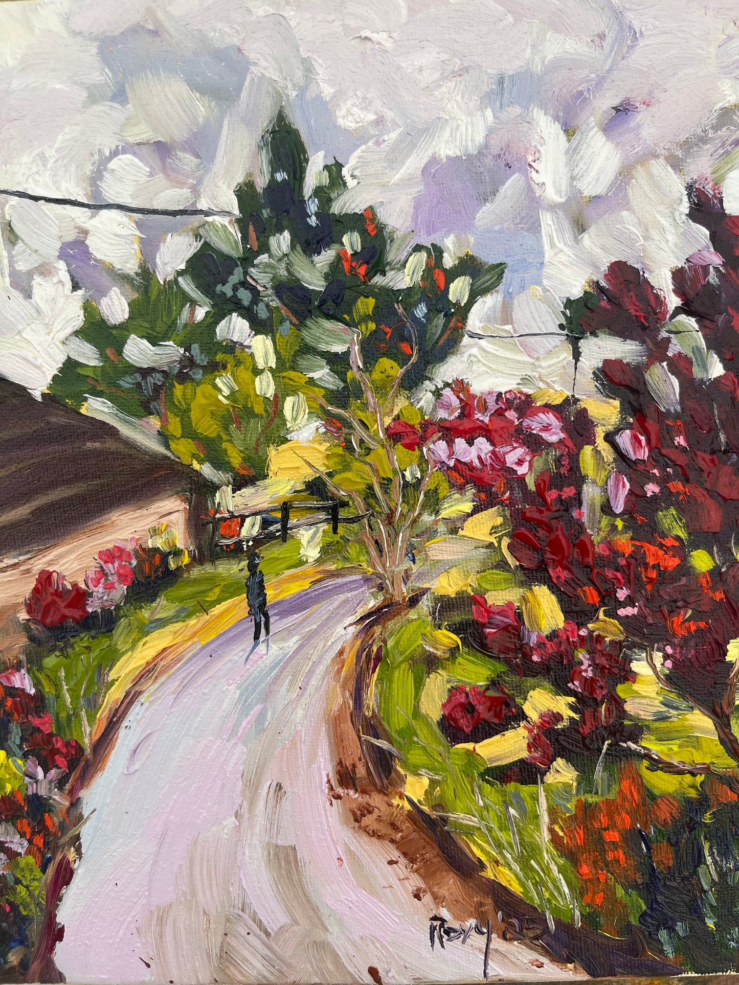 Dreamy Walk in Churchill-Cotswolds Original Oil Painting 8 x 10 Framed