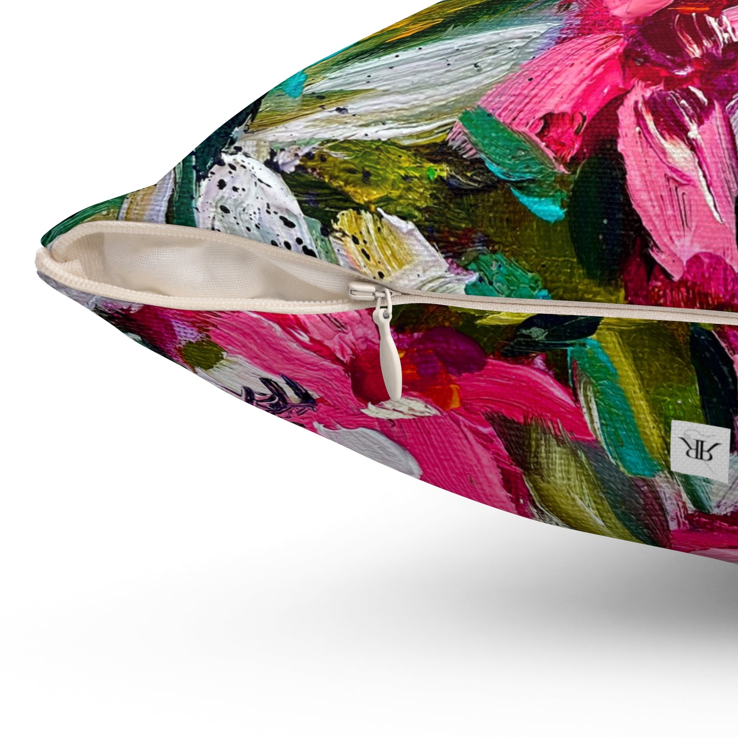 Indoor Spun Polyester Square Pillow-Colorful Encounter Goldfinch