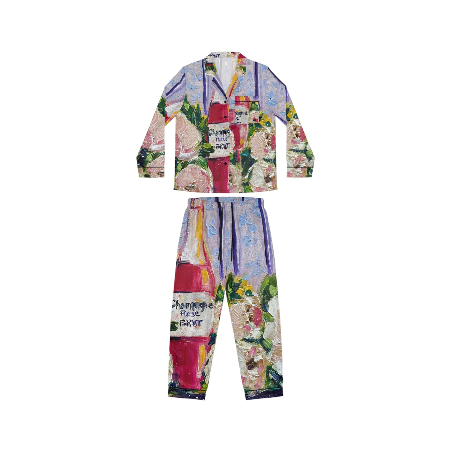 Satin Pajamas - Pink Champagne and Peonies