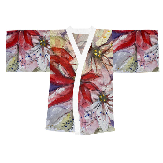 Kimono Robe - Elegant Red and White Poinsettias