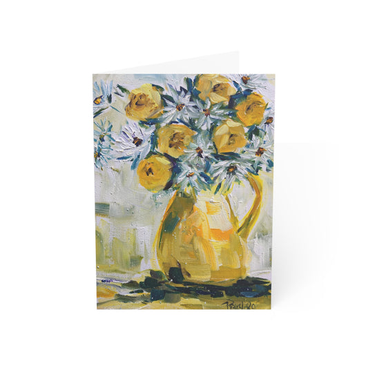 Marguerites et roses jaunes - Bonne fête des mères (avec sentiment) Cartes de vœux pliées