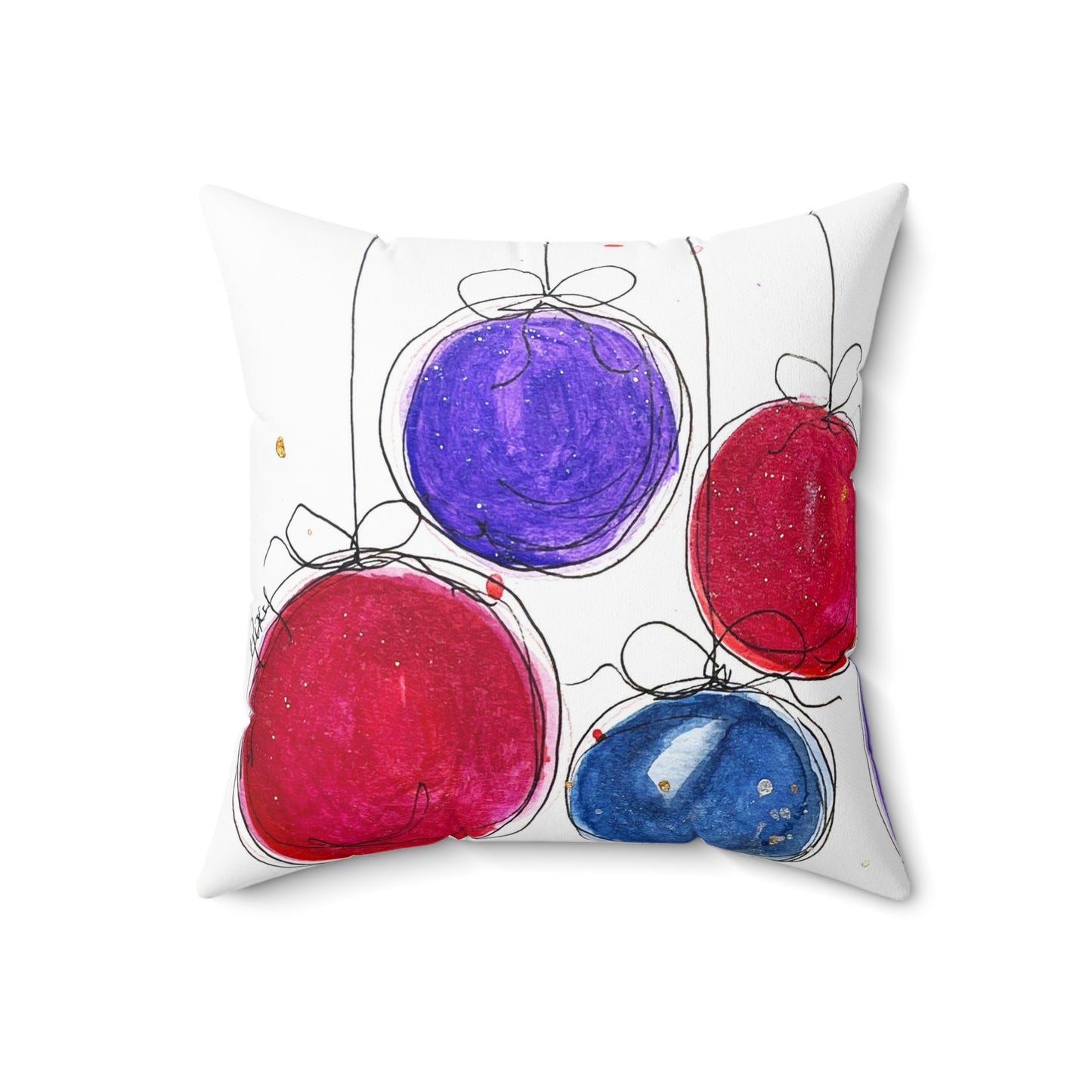 Christmas Baubles Indoor Spun Polyester Square Pillow