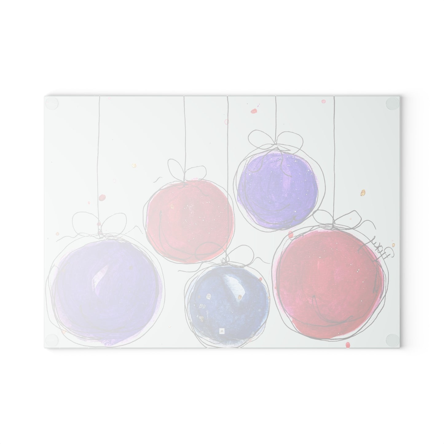 Colorful Christmas Baubles  2 Glass Cutting Board
