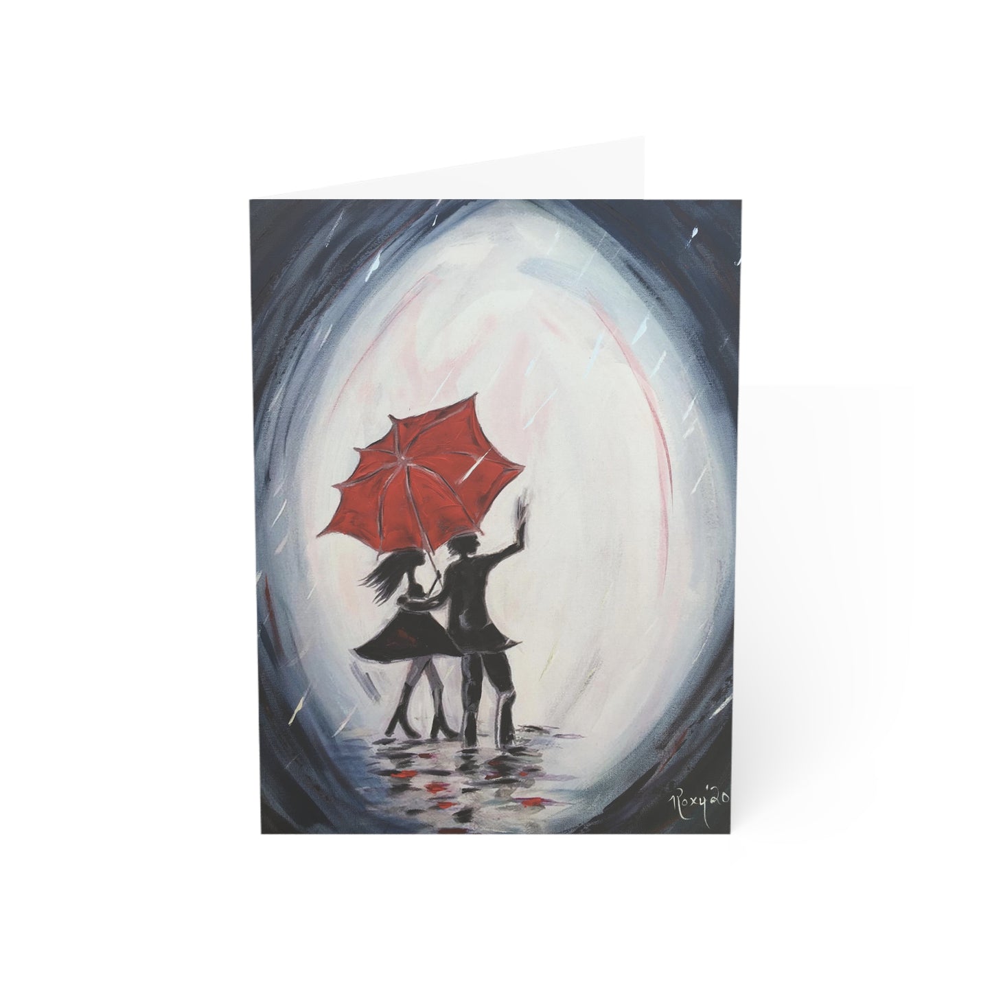 Walking in the Rain Valentine (with sentiment) Greeting Cards
