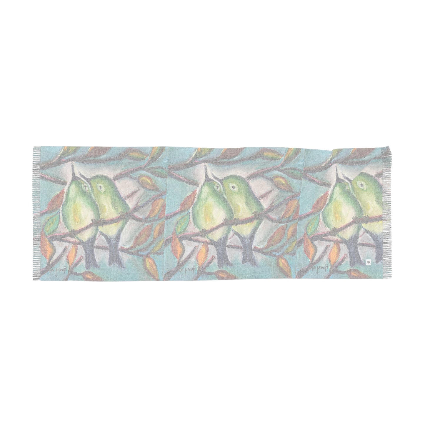 Colorful Scarf — Artistic Lightweight Neck Wrap- Cuddling Warblers