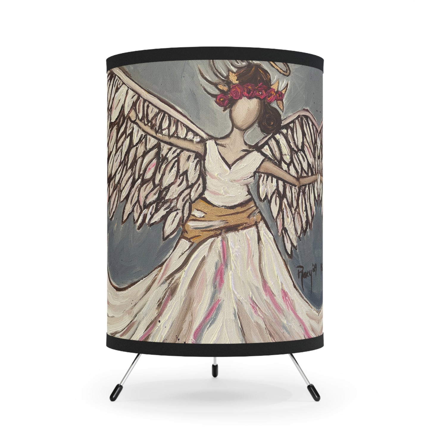 Angel Rising Pattern Tripod Lamp