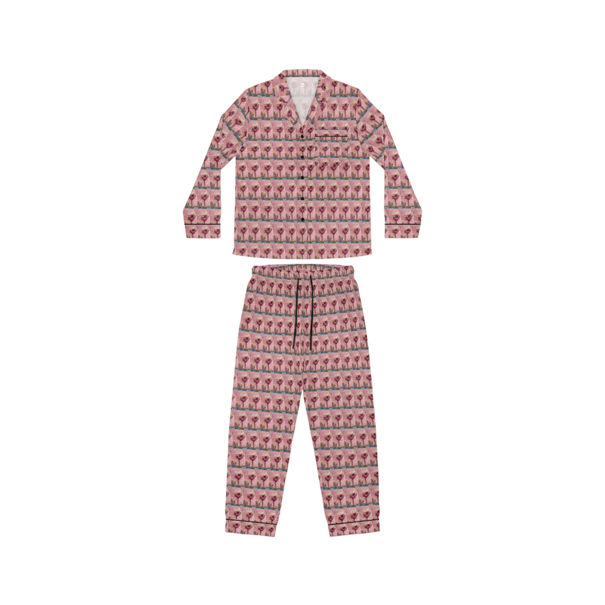 Satin Pajamas — Luxurious Silky Sleepwear Set- Pink Martini