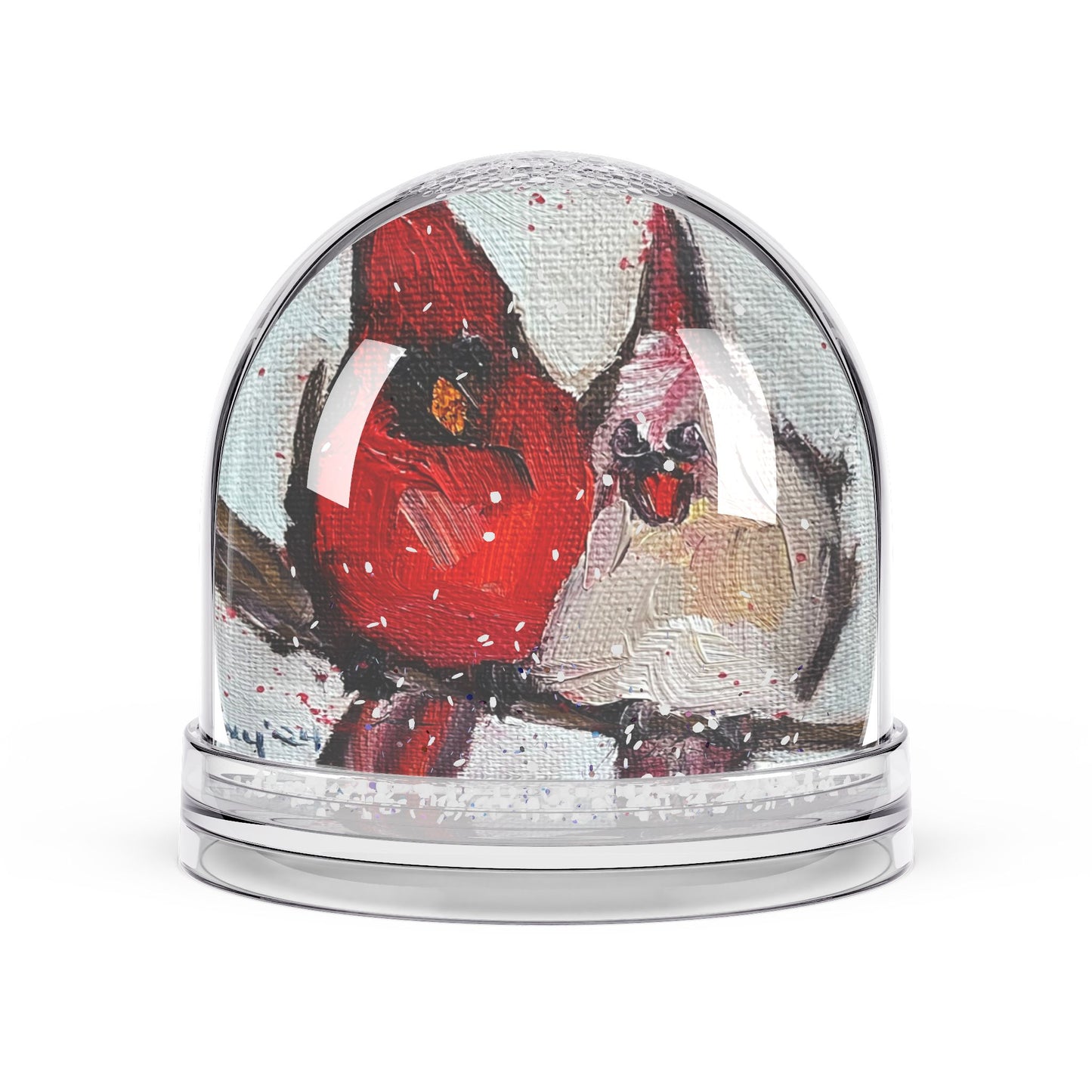 Snow Globe - Male and Female Cardinal Couple