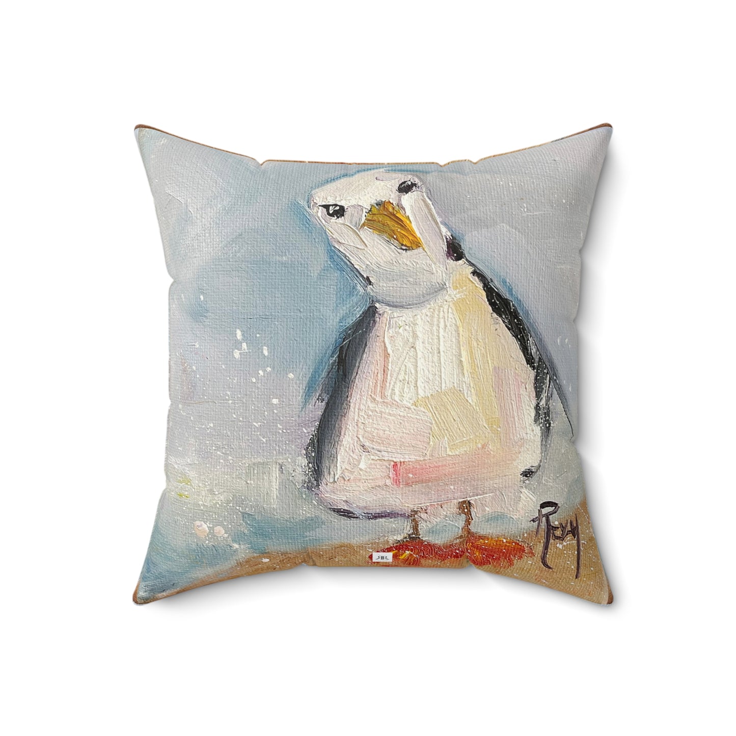 Inquisitive Seagull Indoor Spun Polyester Square Pillow